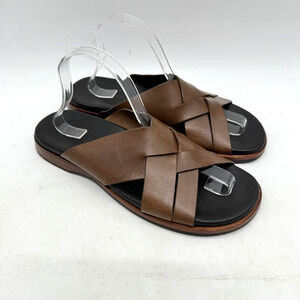 Cole Haan Mens Goldwyn 2.0 Crisscross Leather Slide Sandals Sz 9M Brown Grand.OS